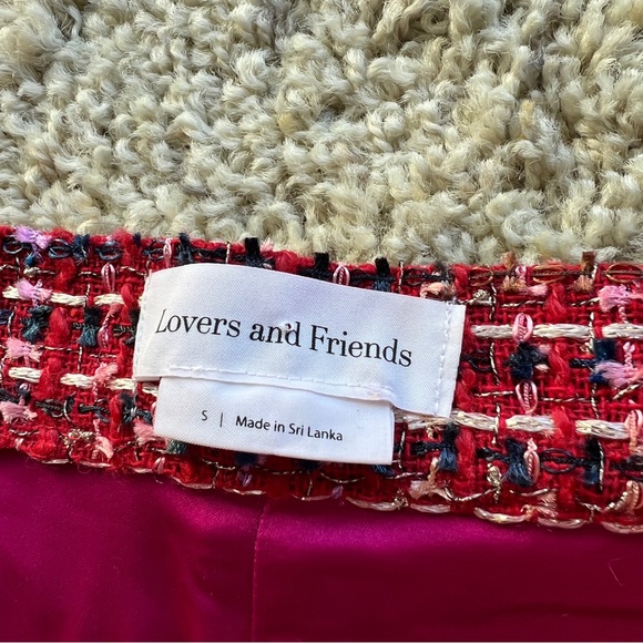 Lover + Friends Nadja Red Pink Tweed Wide Leg Pants - Picture 8 of 9